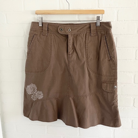 Vintage Y2K Cargo Skirt Columbia Asymmetrical stitching details Floral Brown 12 - Picture 1 of 13